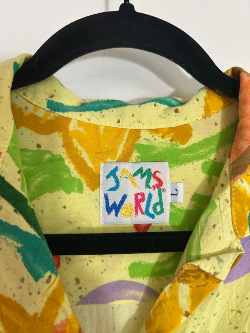 Jams World Vintage Yellow Chloe Hawaiian Floral Rayon Top size Large - Picture 2 of 7